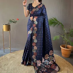 Anjaneya Sarees Woven Design Zari Silk Blend Banarasi Saree-picture-12