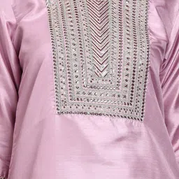 BANJANAN Ethnic Motifs Embroidered Thread Work Straight Kurta With Trousers image 5