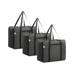 Aura Grey & Black 3 Pieces Patti Storage Attachi Bag With Handles-image-92