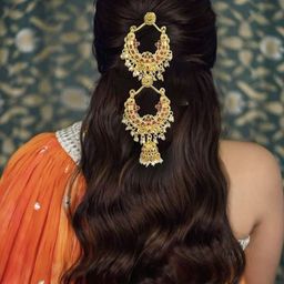 VAGHBHATT Gold Beaded Metal Hair Accessory Set-picture-30
