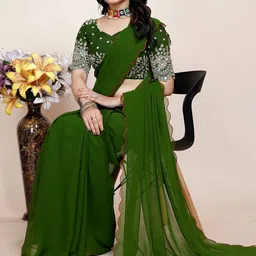 K 5 Fashion Embroidered Pure Georgette Saree image 5