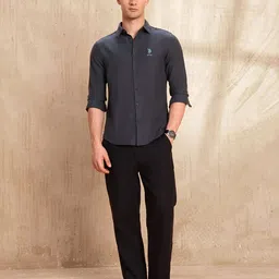 U.S. Polo Assn. Denim Co. Men Slim Fit Textured Spread Collar Cotton Casual Shirt image 4