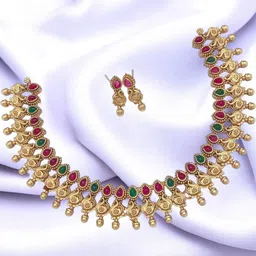 Rujve Jewellery Gold-Plated Artificial Stone Studded Jewellery Set image 2