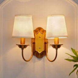 kapoor lampshades Caden Dual Light Antique Brass Wall Light-picture-5