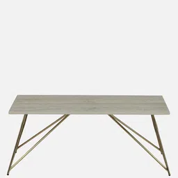 casacraft from pepperfry Galliano Metal Coffee Table In White & Matte Gold Finish With Travertine Top image 5