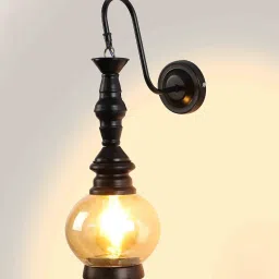 decorativeray Single Amber Finish Glass Wall Light with Black fitting image 3