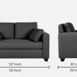 mintwud from pepperfry BIngo Fabric 2 Seater Sofa In Grey Colour image 2