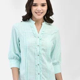 FUTURO Women Checked V-Neck Top-picture-14