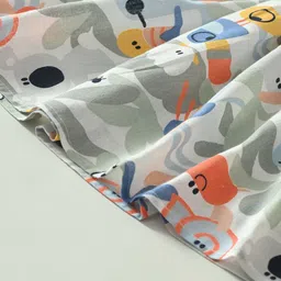 BAESD Girls Conversational Printed Peter Pan Collar Puff Sleeve Fit & Flare Dress image 3