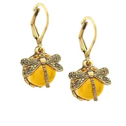 EL REGALO Artificial Stones Studded Dragonfly Shaped Drop Earrings image 5