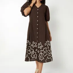 max Embroidered Puff Sleeve A-Line Midi Dress image 4