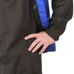 Exotic India Men Mandarin Collar Straight Kurta with Pyjamas & Jacket image 4