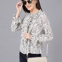 CORSICA Print Ruffles Georgette Top image 3
