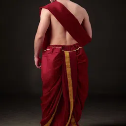 Spewim Men Zari Border Dhoti Pant with Dupatta image 3