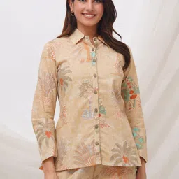 JALTHER Printed Pure Cotton Shirt Collar Shirt & Palazzos Co-Ords image 3