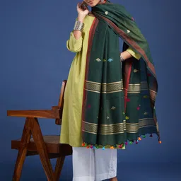 Taavi Geometric Woven Design Pure Cotton Jamdani Dupatta-picture-32