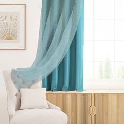 Story@home Aqua Blue Blackout & Sheer Window Curtain 5 Feet-picture-17