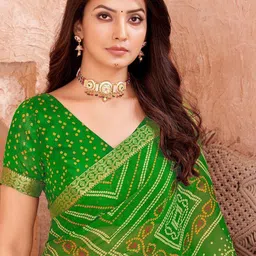 Reboot Fashions Pure Chiffon Bandhani Saree image 2