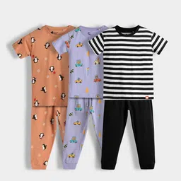 Orange Sugar Kids Pack Of 3 Printed Short Sleeves Pure Cotton T-shirt With Joggers-picture-27
