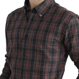 RARE RABBIT Men Comfort Button-Down Collar Tartan Checked Cotton Casual Shirt image 2