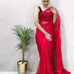 DIVASTRI Floral Net Saree-picture-11
