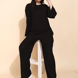 Fashfun Self Design Round Neck Top With Trousers Co-Ords-picture-10