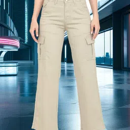 DressBerry Women Lime Green Straight Fit High-Rise Cotton Six Pocket Cargo Pants-image-19