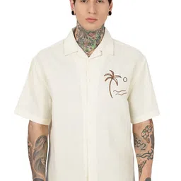 Eszett Beach Textured Spread Collar Cotton Shirt-picture-11