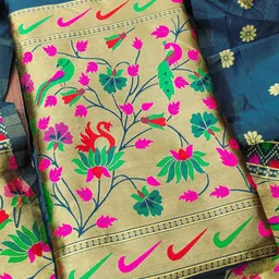 KALINI Women Blue Woven Design Silk Blend Unstitched Dress Material-picture-33