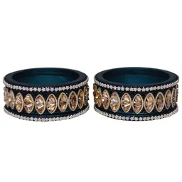 TAJ BRIDAL STORE Set Of 6 Kundan-Studded & Beaded Bangles image 3