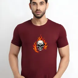 KaamBhari Graphic Printed Round Neck Regular Fit Cotton T-shirt-image-43