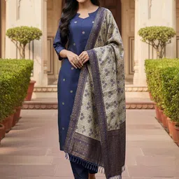 Moda Rapido Women Ethnic Motifs Woven Design Kurta with Trousers & With Dupatta image 4