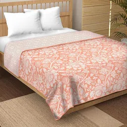 Anadhika Orange Floral AC Room Double Bed Dohar-picture-29