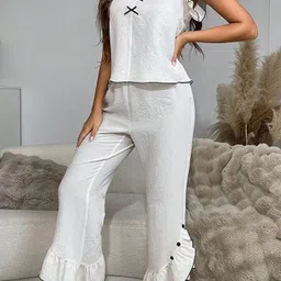 DressBerry Women Solid Top Pyjamas Night suit-image-61