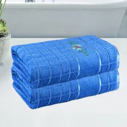 Myntra Elegant Homes Blue 2 Pieces Striped Cotton 250 GSM Bath Towel-image-49