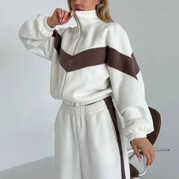 Mast & Harbour Colourblocked High Neck Sweatshirt With Trousers Co-Ords image 2