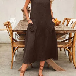 StyleCast x Revolte Women Boat Neck A-Line Maxi Dress-picture-34
