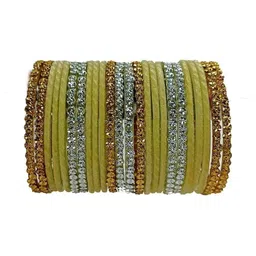 Shasmi Set Of 40 Gold Glass Artificial Stones & Beads Bangle image 2