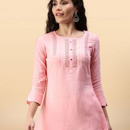 Anouk Rustic Floral Embroidered Thread Work Thread Work Pleated Kurti-picture-18