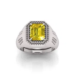 RRVGEM 9.25 Ratti 9.00 KT Yellow Sapphire Pukhraj Gemstone Silver Plated Ring-picture-15