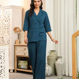 JISORA Notched Lapel Top With Trousers Co-Ords Set-picture-42