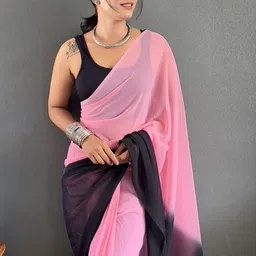 HERE&NOW Ombre Poly Georgette Saree image 3