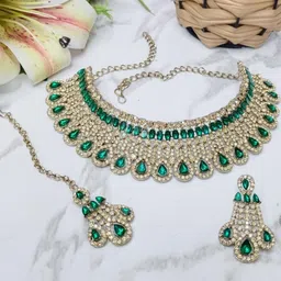 VATSALYA creation Alloy Gold- plated Green Jewellery Set-picture-26