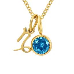 FAB COUTURE Stainless Steel Gold-Plated Zircon Studded Circular Shaped Pendant with Chain-picture-32
