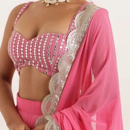 DEASHA INDIA Ready to Wear Lehenga & Embroidered Mirror Work Blouse With Dupatta image 4