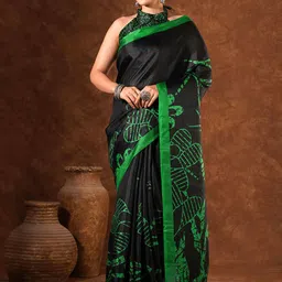 HERE&NOW Abstract Printed Saree With Unstiched Blouse Piece-picture-41
