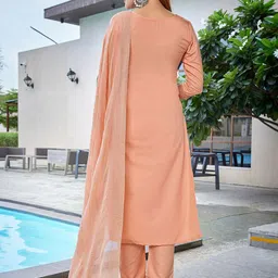 Royal Export Floral Woven Yoke Design Straight Zari Kurta With Trousers & Dupatta image 4