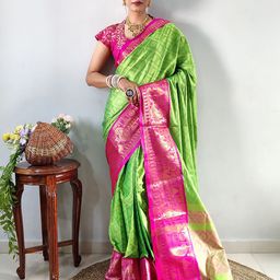 AMRUTKALA SAREES Woven Design Zari Silk Blend Banarasi Saree-picture-47