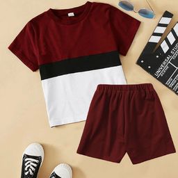BAESD Unisex Kids Colourblocked T-shirt with Shorts-image-10