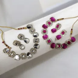 Women Click Gold Plated Stones Studded Jewellery Set-picture-38